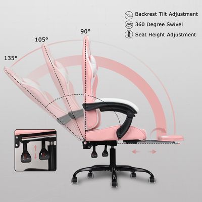 ALINUNU Tipo metallico video ergonomico sedia da gioco con poggiapiedi