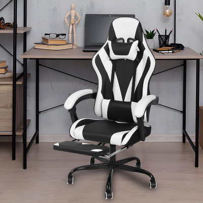 Sedia da gioco ergonomica in pelle sintetica con poggiapiedi ALINUNU