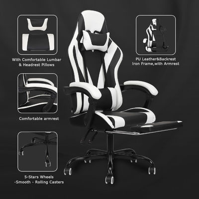 Sedia da gioco ergonomica in pelle sintetica con poggiapiedi ALINUNU