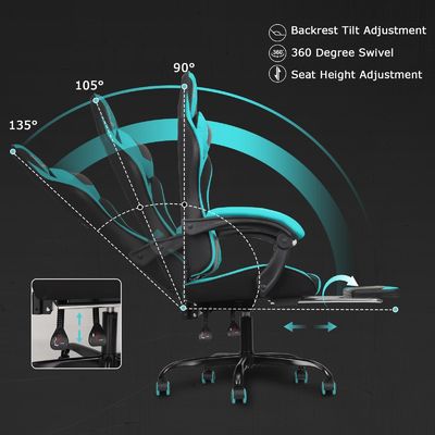 Moderno design video con schiena alta ergonomico sedia da gioco da corsa con poggiapiedi conveniente