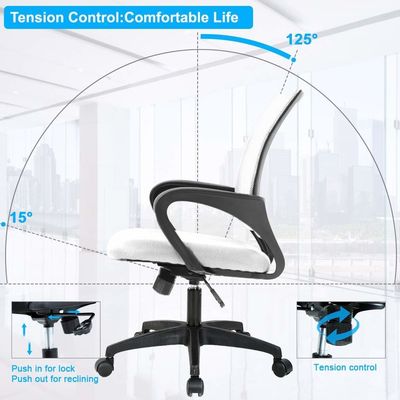 ALINUNU White Mesh Executive Chair con supporto lombare e meccanismo farfalla
