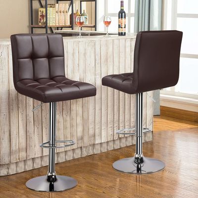 Scaffali da bar moderni regolabili in altezza con sedia in pelle in PU girevole 19.5&quot;D x 17&quot;W x 36.5&quot;H