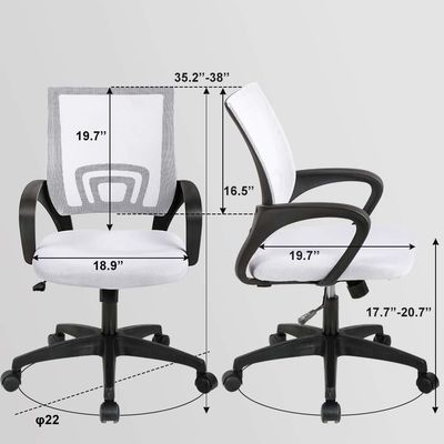ALINUNU White Mesh Executive Chair con supporto lombare e meccanismo farfalla