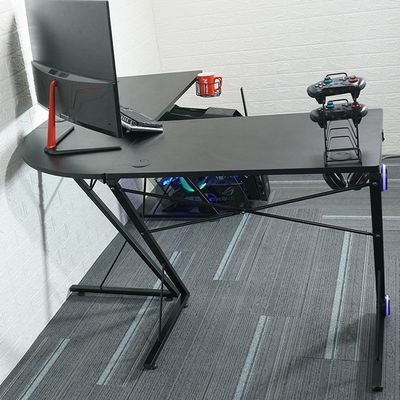 Spazio di lavoro Home Office Tavolo da gioco a forma di L con supporto per monitor rotondo