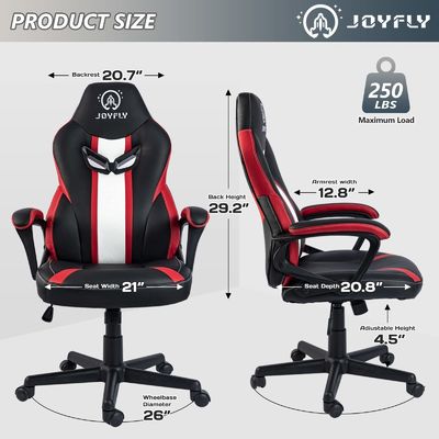 Sedia da gioco da corsa a telaio metallico ALINUNU con supporto lombare e design ergonomico