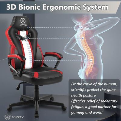 Sedia da gioco da corsa a telaio metallico ALINUNU con supporto lombare e design ergonomico