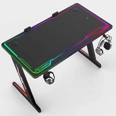 Tavolo per computer per mobili commerciali con sistema di illuminazione RGB e design regolabile