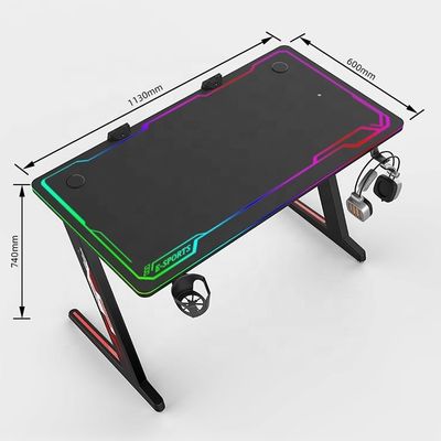 Tavolo per computer per mobili commerciali con sistema di illuminazione RGB e design regolabile