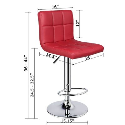 Moderno design PU cuoio regolabile sgabello a barre girevole con schiena 14,5 &quot;D x 16&quot;W x 24,5 &quot;H