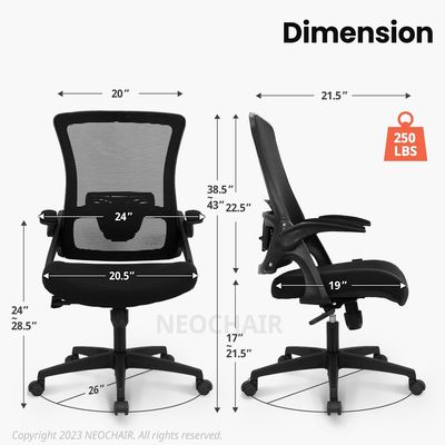Flip-up Armrest Mesh Executive Lumbar Support sedia girevole per l'ufficio interno di Alinunu