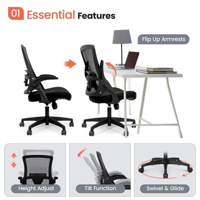 Flip-up Armrest Mesh Executive Lumbar Support sedia girevole per l'ufficio interno di Alinunu