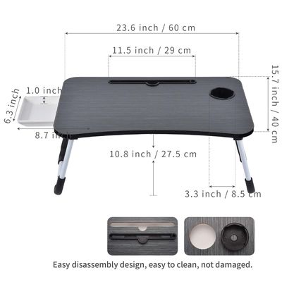 Portable Foldable Laptop Bed Table Desk Tray con portatavola 15.7&quot;D x 23.6&quot;W x 11&quot;H