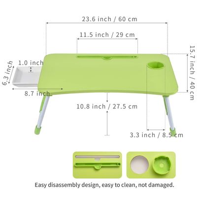 Piattino da letto portatile pieghevole con portatavola e dimensioni del prodotto 15,7&quot;D x 23,6&quot;W x 11&quot;H