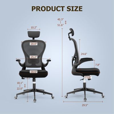 Funzione girevole e braccia flessibili Sedile ergonomica per ufficio a domicilio con regolazione dell'altezza