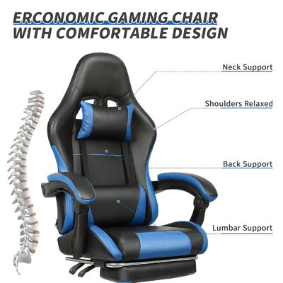 Sedile per videogiochi regolabile in altezza per colore personalizzato con supporto lombare e poggiapiedi