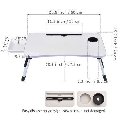 Tavolo da letto in legno per computer portatile con portatavola pieghevole
