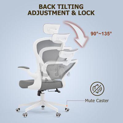 Moderna sedia girevole con braccia pieghevoli Tipo metallico Metallo Ergonomico Casa Sedia da ufficio