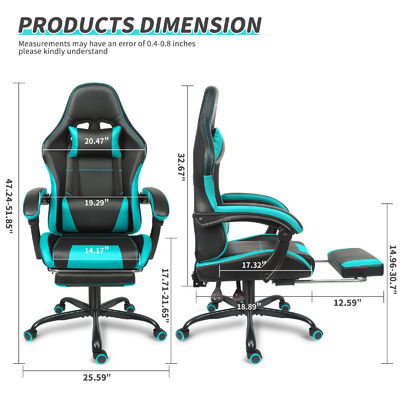 Sedia da gioco in metallo di design moderno con supporto lombare e poggiapiedi regolabile in altezza