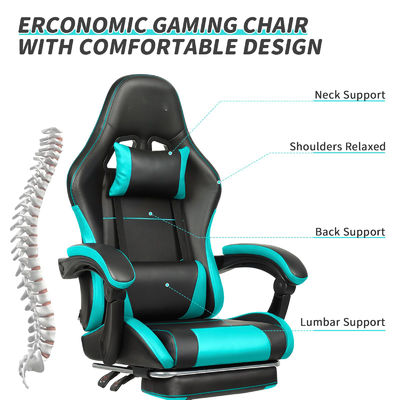 Sedia da gioco in metallo di design moderno con supporto lombare e poggiapiedi regolabile in altezza