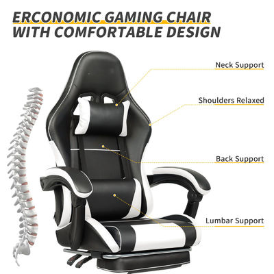 Sedia da gioco a design ergonomico regolabile in altezza con supporto lombare e poggia piedi