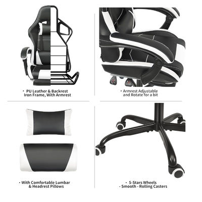 Sedia da gioco a design ergonomico regolabile in altezza con supporto lombare e poggia piedi