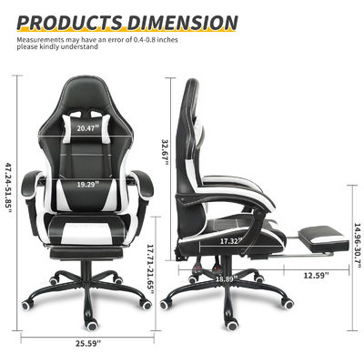 Sedia da gioco a design ergonomico regolabile in altezza con supporto lombare e poggia piedi