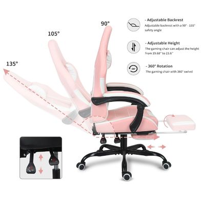 ALINUNU Gaming Chair personalizzabile in altezza regolabile con supporto lombare e poggiapiedi