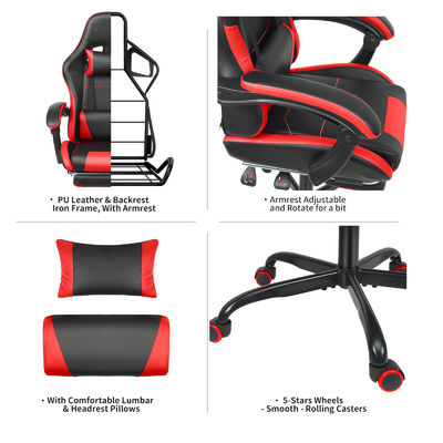 Sedile da gioco in metallo a colori personalizzato con altezza regolabile e supporto lombare