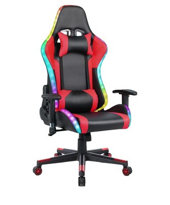 ALINUNU Sedile da gioco RGB in pelle personalizzabile con barra luminosa a LED e materiale di tessuto
