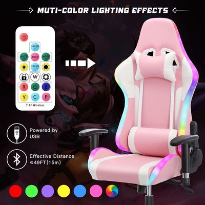 Sedia da gioco da ufficio regolabile per computer con funzione massaggio e LED Light Bar ALINUNU
