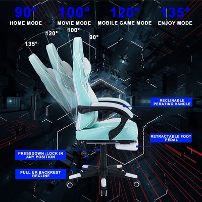 Sedile girante ergonomica per giochi Sedile in pelle con funzione di massaggio e design pieghevole
