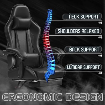 Colorato personalizzato Ergonomic High Back Computer Massaggio Sedile da gioco con poggiapiedi