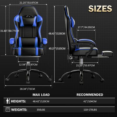 ALINUNU 2024 PC Racing Gaming Chair Regolabile Legno Reclining e poggiapiedi inclusi