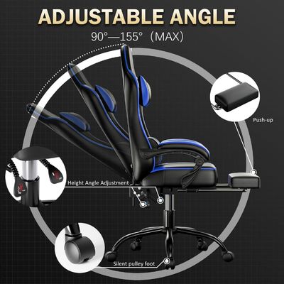 ALINUNU 2024 PC Racing Gaming Chair Regolabile Legno Reclining e poggiapiedi inclusi