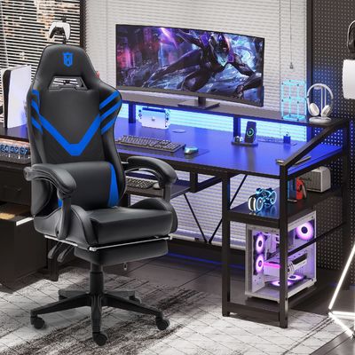 Sedile da gioco per computer ergonomica con schiena alta con supporto lombare e pelle sintetica