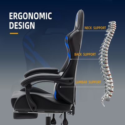Sedile da gioco per computer ergonomica con schiena alta con supporto lombare e pelle sintetica