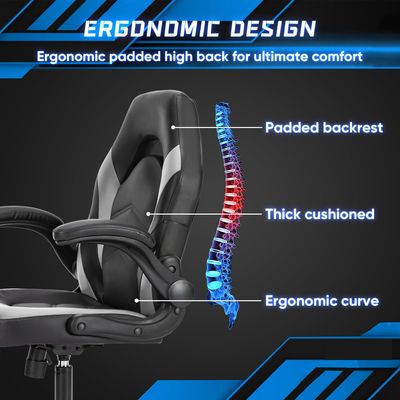 Sedile da gioco ergonomico regolabile in altezza, sedile da ufficio per computer in tessuto, per videogiochi