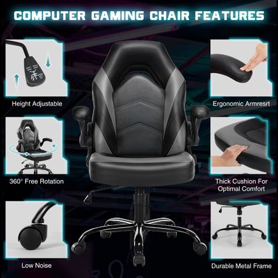 Sedile da gioco ergonomico regolabile in altezza, sedile da ufficio per computer in tessuto, per videogiochi