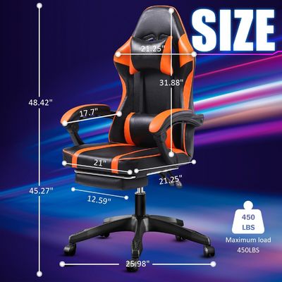 Poltrona da gioco ergonomica a colori personalizzati con poggiapiedi e altezza regolabile ALINUNU