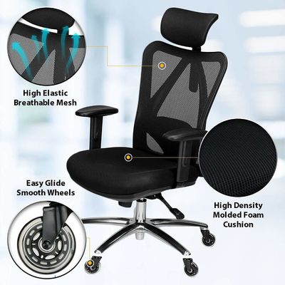 Poltrone di sedile ingrossato Poltrona di scrivania per computer ergonomica per la casa con appoggio lombare per la testa e braccioli