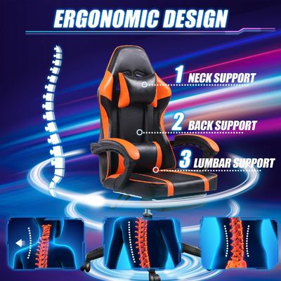Poltrona da gioco ergonomica a colori personalizzati con poggiapiedi e altezza regolabile ALINUNU