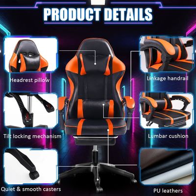 Poltrona da gioco ergonomica a colori personalizzati con poggiapiedi e altezza regolabile ALINUNU