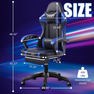 Sedia da gioco ergonomica a 360 giri con poggiapiedi regolabile in altezza e reclinabile