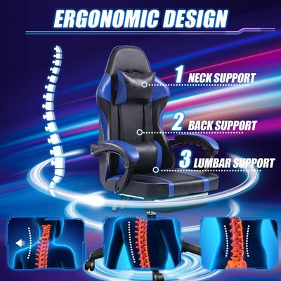 Sedia da gioco ergonomica a 360 giri con poggiapiedi regolabile in altezza e reclinabile