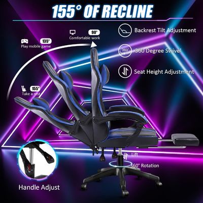 Sedia da gioco ergonomica a 360 giri con poggiapiedi regolabile in altezza e reclinabile