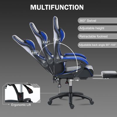 Sedile da gioco ergonomica con altezza e poggiapiedi regolabili in colore personalizzato