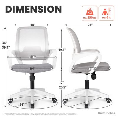 Sedile per computer a maglia ergonomica con supporto girante e lombare regolabile