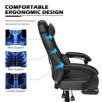 Sedile girevole ALINUNU PU Sedile da gioco in pelle con 360 giri/ regolazione in altezza/ reclinatore