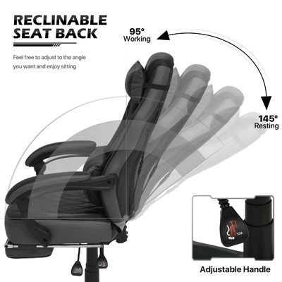Sedile girevole ALINUNU PU Sedile da gioco in pelle con 360 giri/ regolazione in altezza/ reclinatore