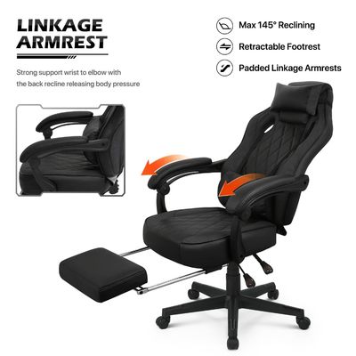La poltrona da gioco in PU di ALINUNU, stile di corsa ergonomica regolabile per lunghe sessioni di gioco